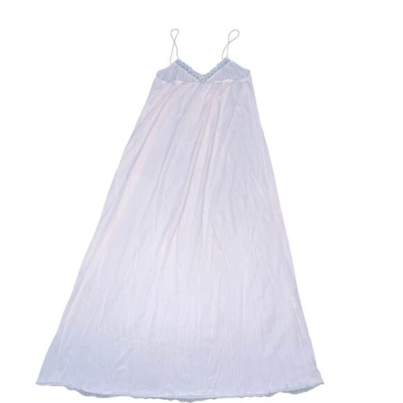 Mary McFadden Womens Size Medium Maxi Slip Dress Lingerie V Neck Lace Light Pink - Picture 1 of 6